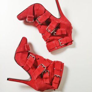 Brand New Zigi Red Suede Ankle Boots Size 7